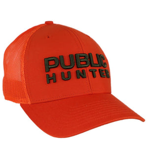 Public Hunter "Blaze Orange”-  Loden Green PH Large Logo - Bent Brim - Public Hunter