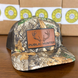 30-30 Big Game Edition - Whitetail Deer Leather Patch Hat - Bent Brim Cap