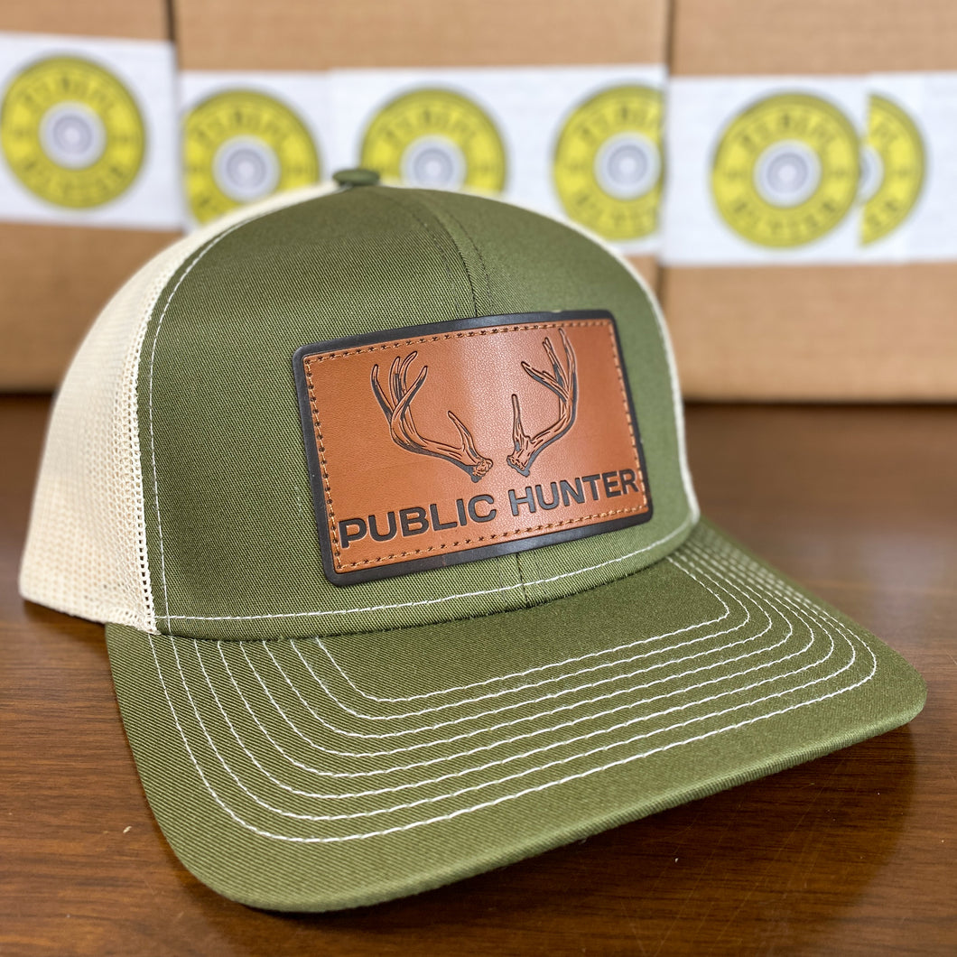 30-30 Big Game Edition - Whitetail Deer Leather Patch Hat - Bent Brim Cap